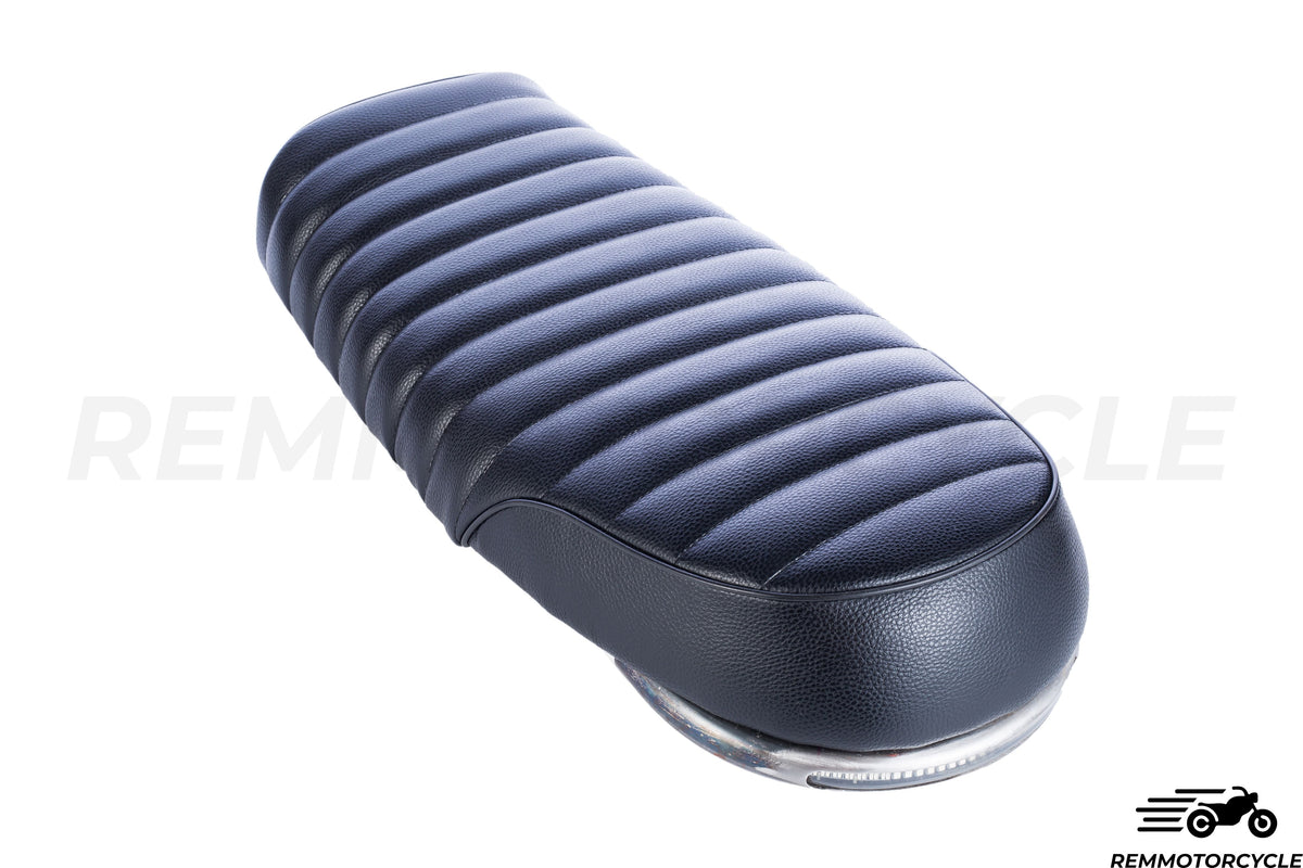 Black Motorcycle Seat + Short Flat Buckle + Integrated LED Strip