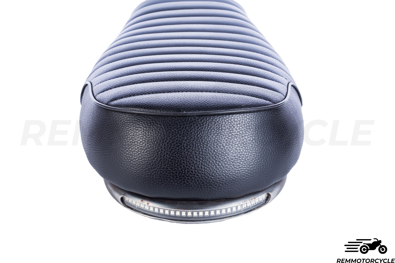 Motorcycle Seat Black + Long Flat Buckle + Integrated LED Strip