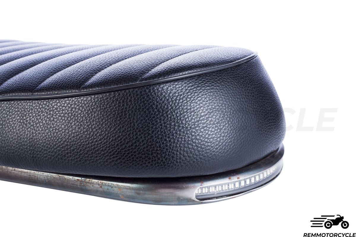 Motorcycle Seat Black + Long Flat Buckle + Integrated LED Strip