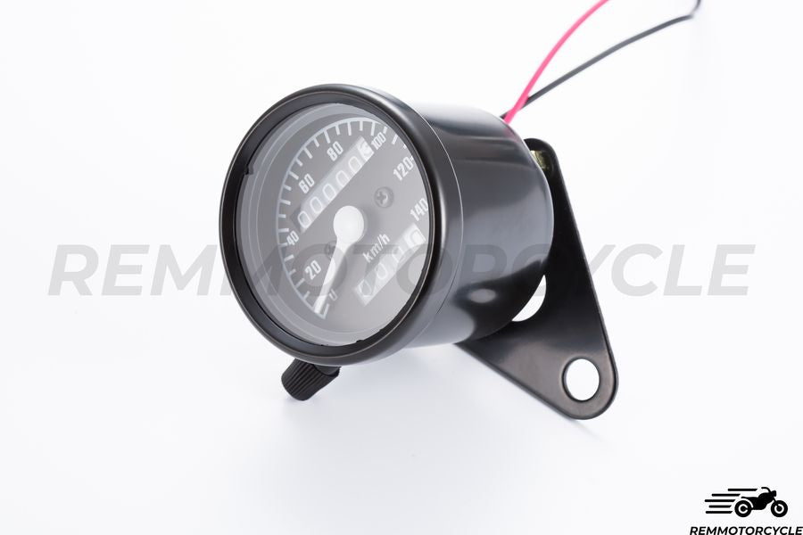 Compteur Moto Vintage km/h Universel Noir avec fond Noir ou Blanc