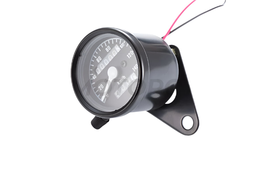 Compteur Moto Vintage km/h Universel Noir avec fond Noir ou Blanc