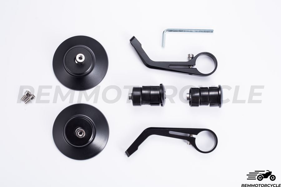 Pair of mirrors handlebar Black Round Bout 0.86 in (22 mm) version Superior CNC