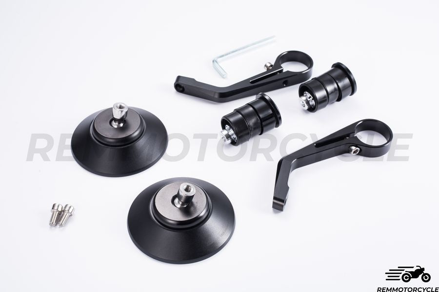 Pair of mirrors handlebar Black Round Bout 0.86 in (22 mm) version Superior CNC