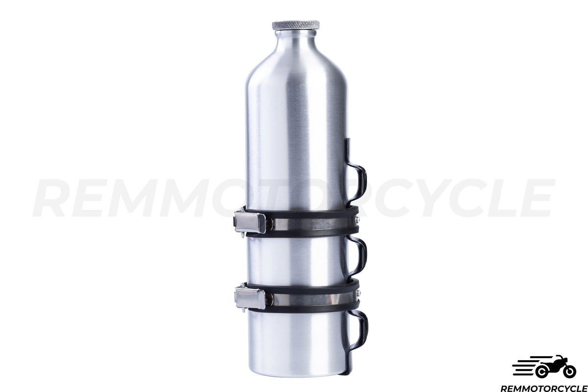 Additional Aluminum Motorcycle Fuel Tank - 1.5L Bottle with Cap and Mounting Bracket