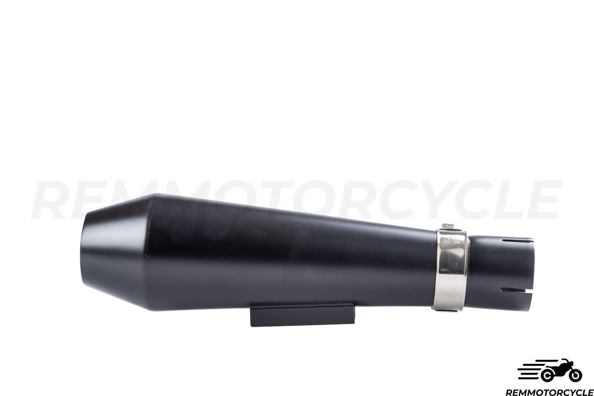 Short Black Cafe Racer Exhaust with Baffle