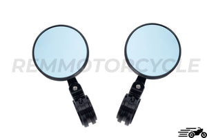 Pair of Black Round Handlebar End Mirrors 22 mm CNC