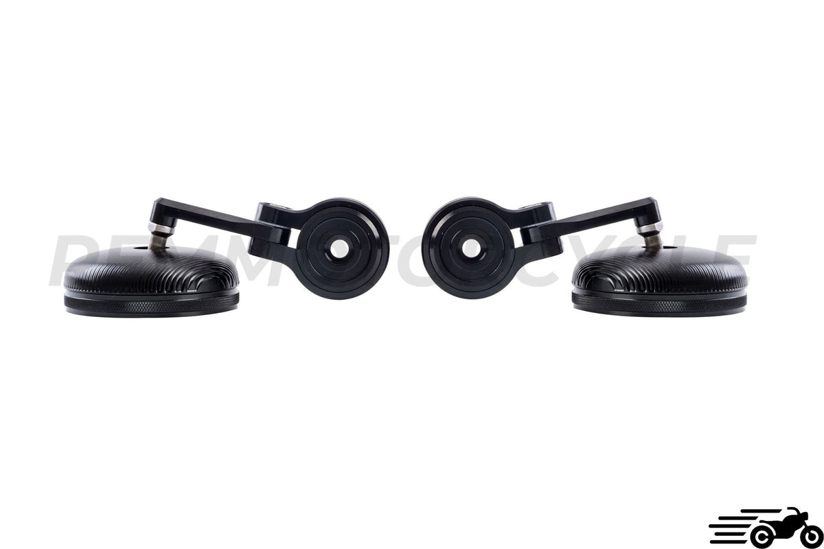 Pair of Black Round Handlebar End Mirrors 22 mm CNC