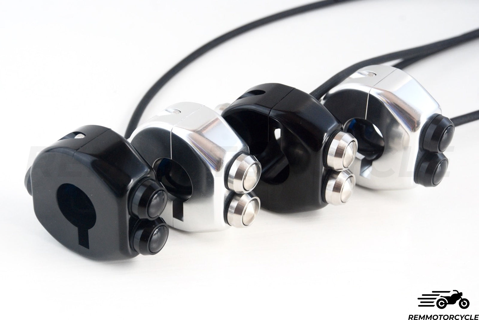 Commodo moto CNC 3 boutons Noir ou Argent 22 ou 25 mm