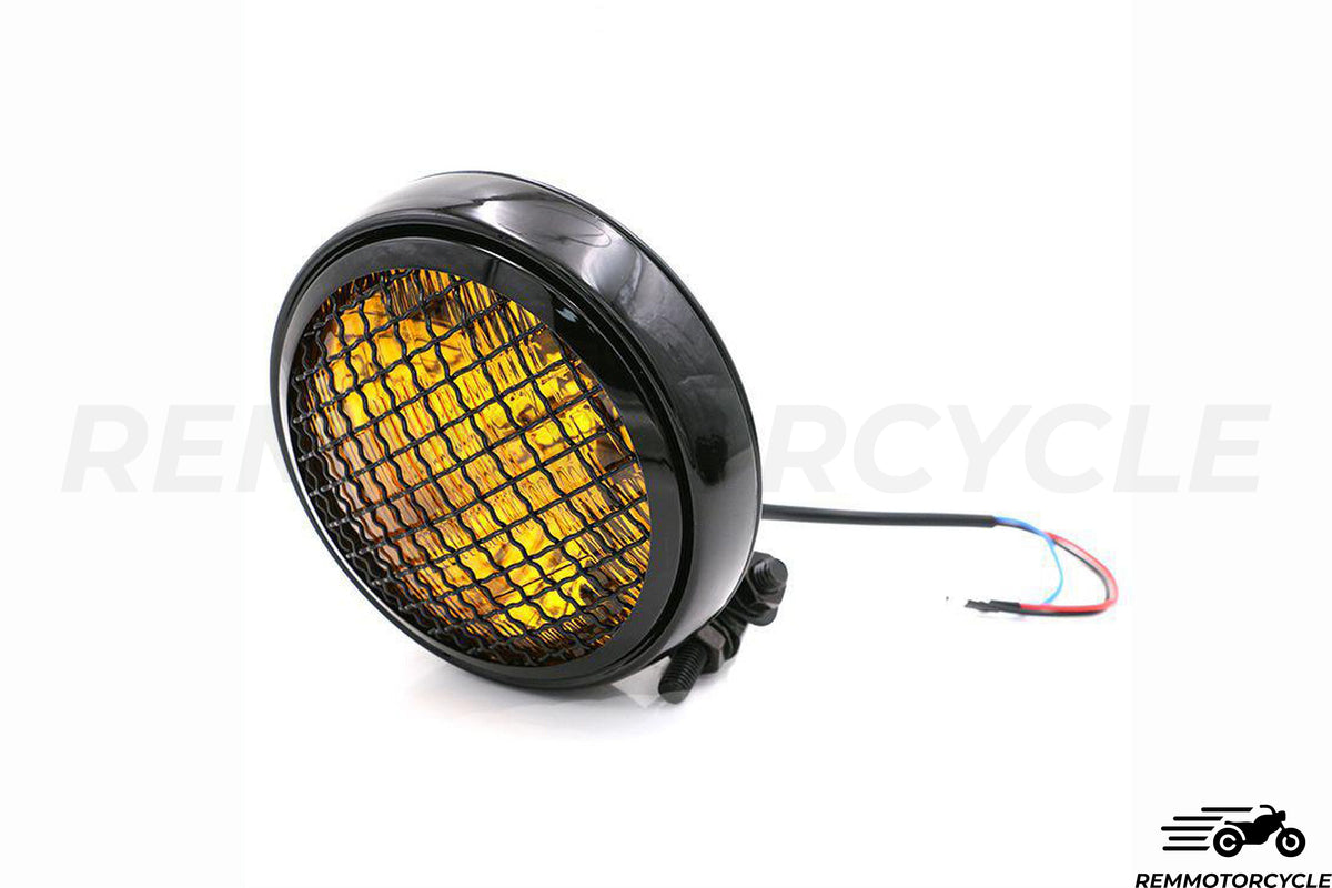 Headlight 5.9 in (15 cm) Superior Grille Black or Yellow Transparent Glass