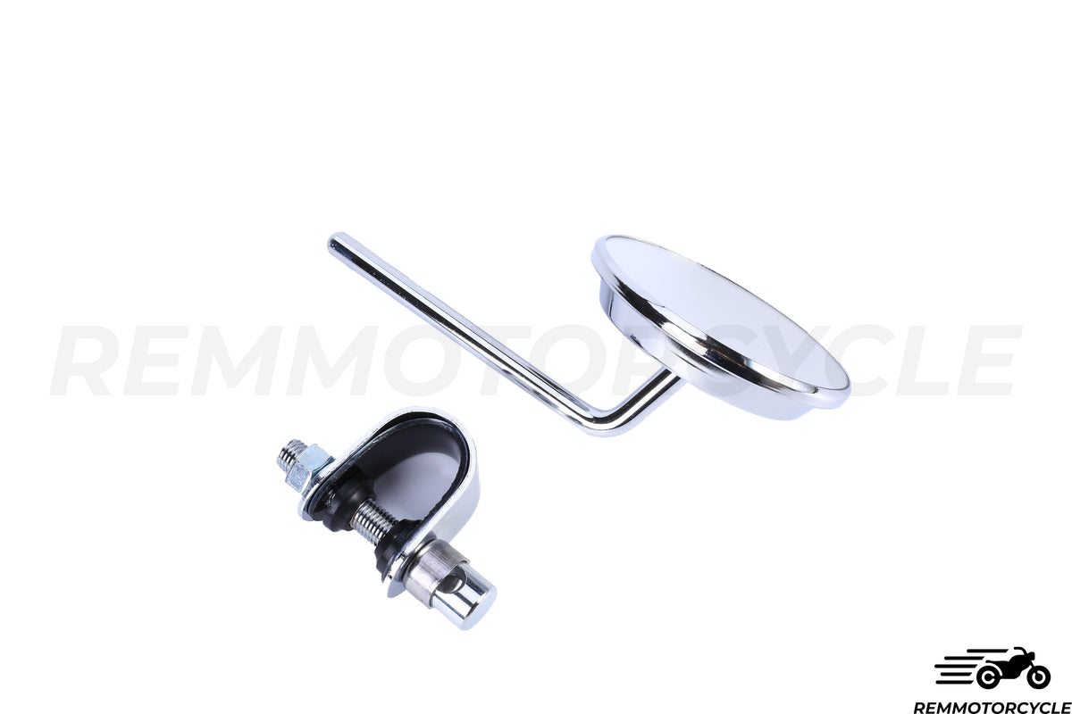 Round Retro Classic Chrome mirror with bracket