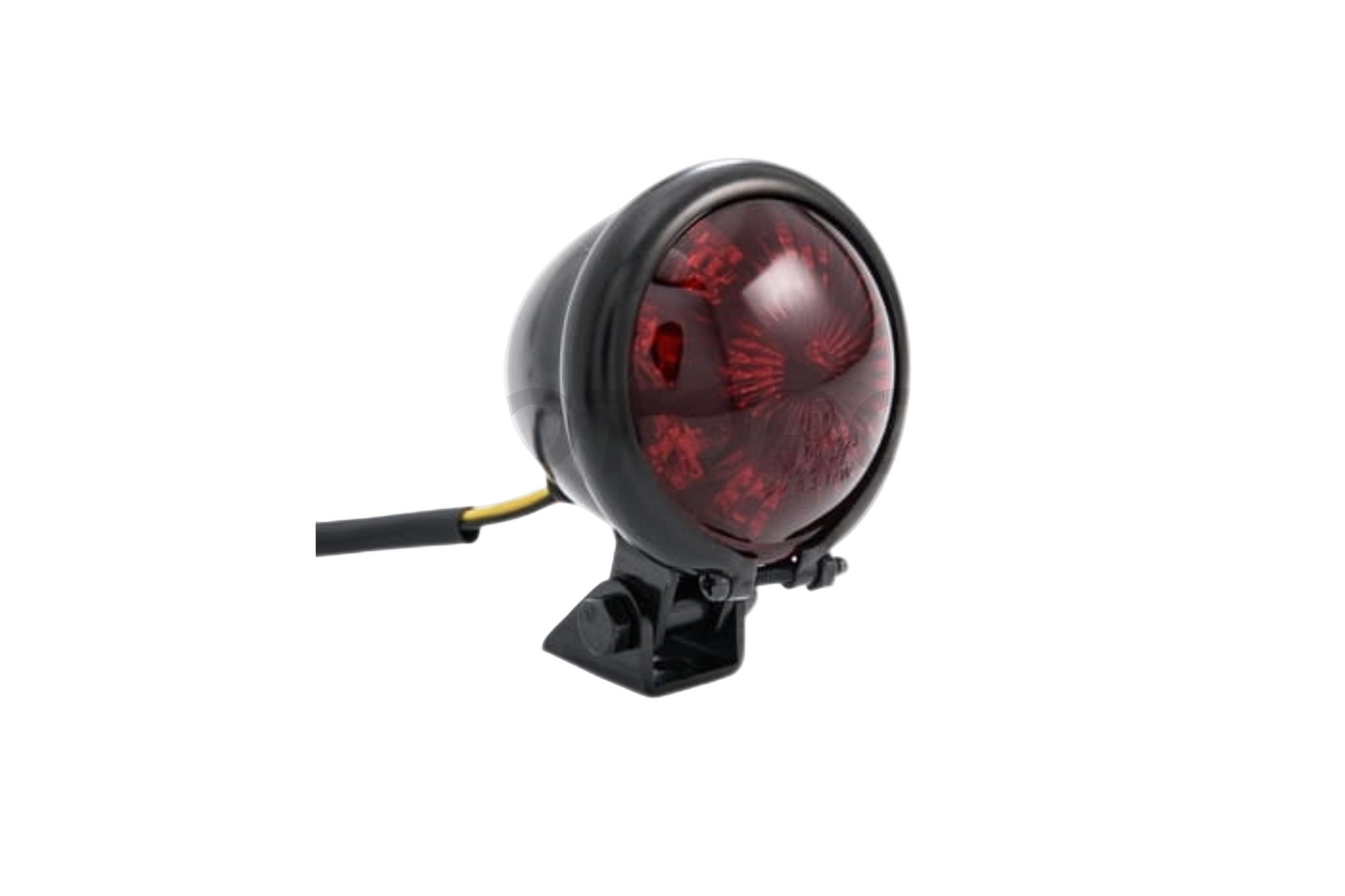 Black LED tail light with a chrome bezel, mounted on a motorcycle to show fit and style.