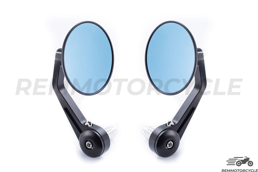 Pair of mirrors handlebar Black Round Bout 0.86 in (22 mm) version Superior CNC