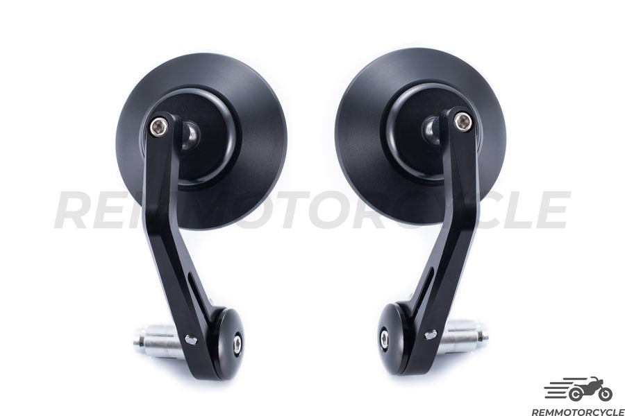 Pair of mirrors handlebar Black Round Bout 0.86 in (22 mm) version Superior CNC