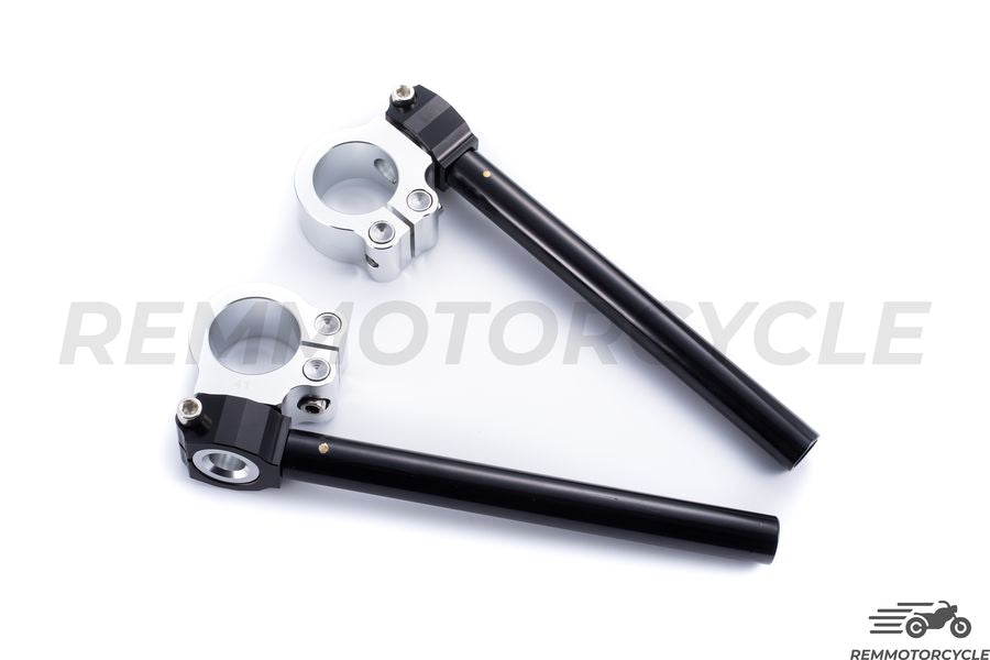 Handlebars CAFE RACER CNC bracelet Black and Silver Fork 1.25 in and 2.08 in (32mm and 53 mm)