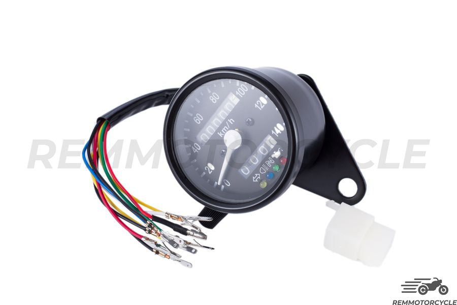 Speedometer Cafe Racer Motorcycle km/h Black Background Black 4 indicators