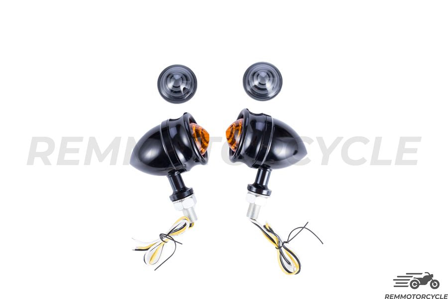 Pair of CNC Bubble Turn Signal Lights Black