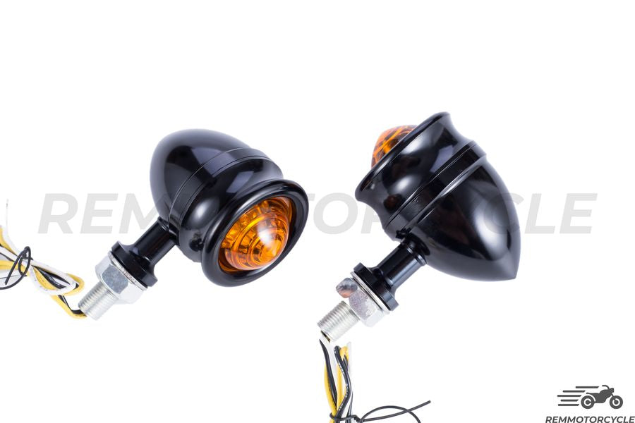 Pair of CNC Bubble Turn Signal Lights Black