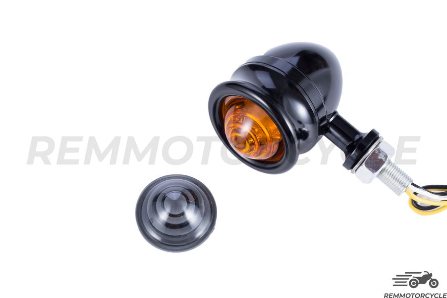 Pair of CNC Bubble Turn Signal Lights Black