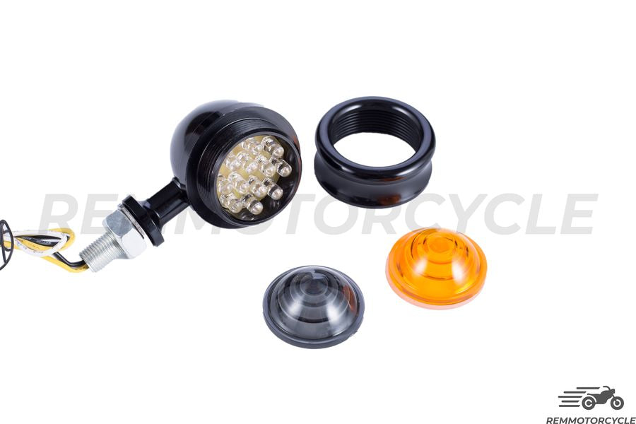 Pair of CNC Bubble Turn Signal Lights Black