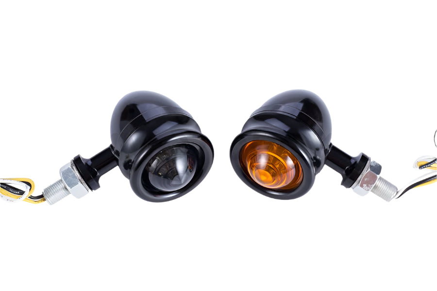 Pair of CNC Bubble Turn Signal Lights Black