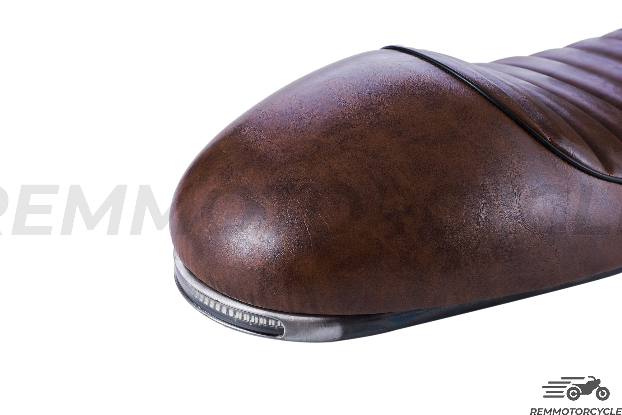 Racing seat brown + long flat buckle + LED