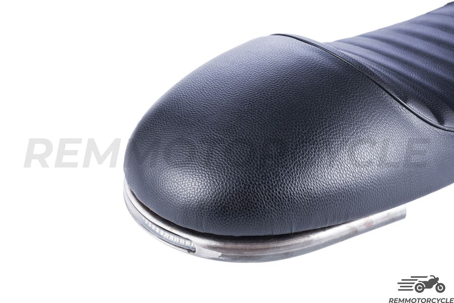 Vintage Black Motorcycle Seat + Short Flat Buckle + LED Strip