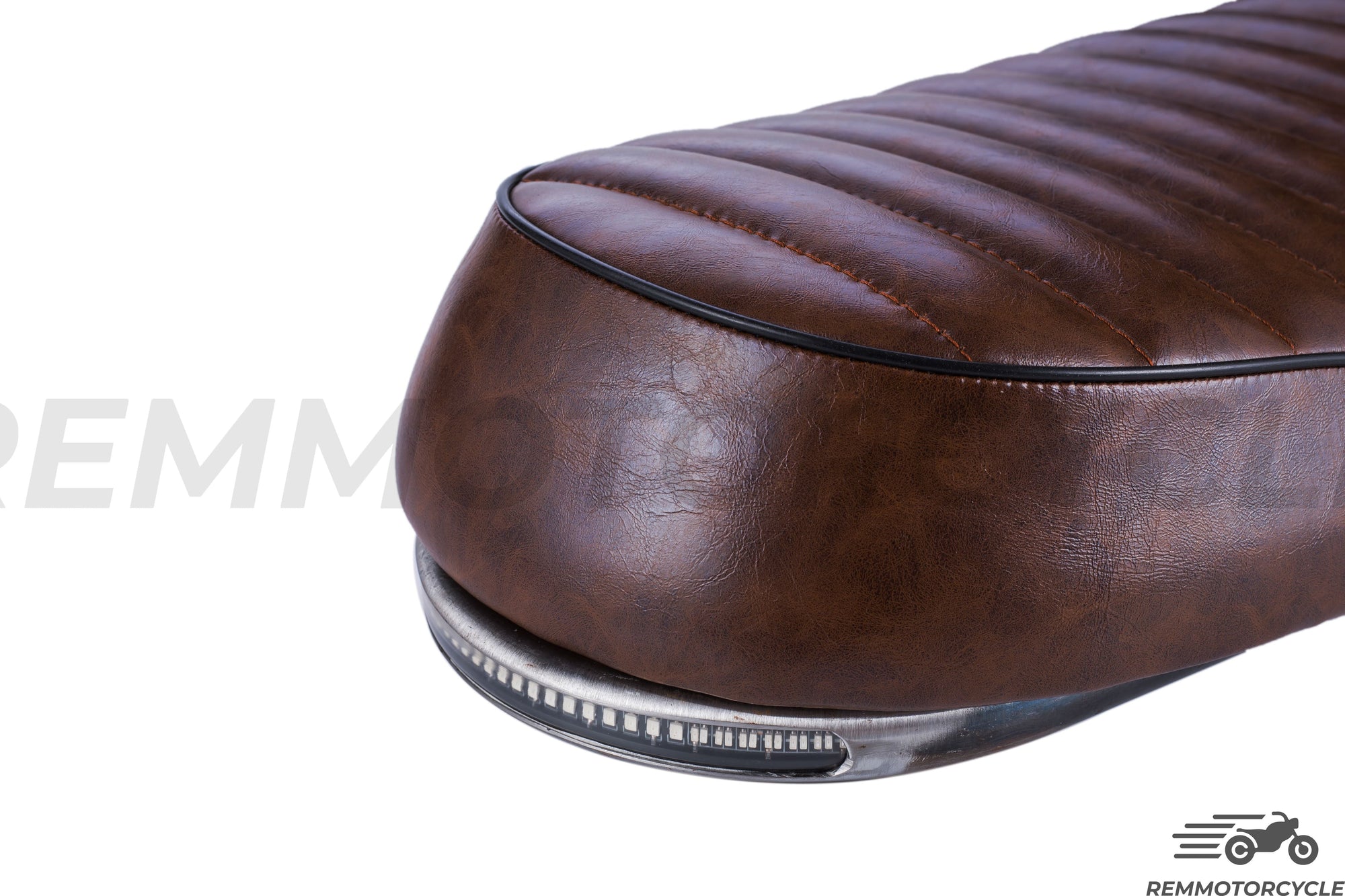 Seat brown scrambler motorcycle with rear U frame and LED motorcycle lights