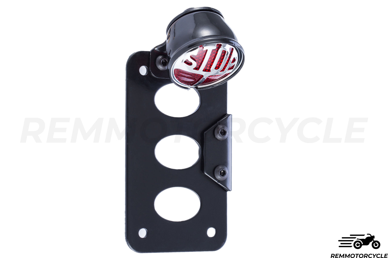 Feu Arriere moto custom "STOP" avec Support de Plaque