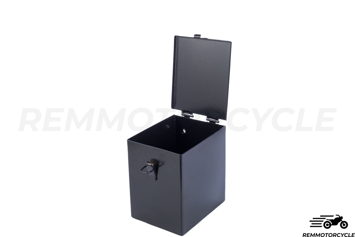 Motorcycle battery box black in metal