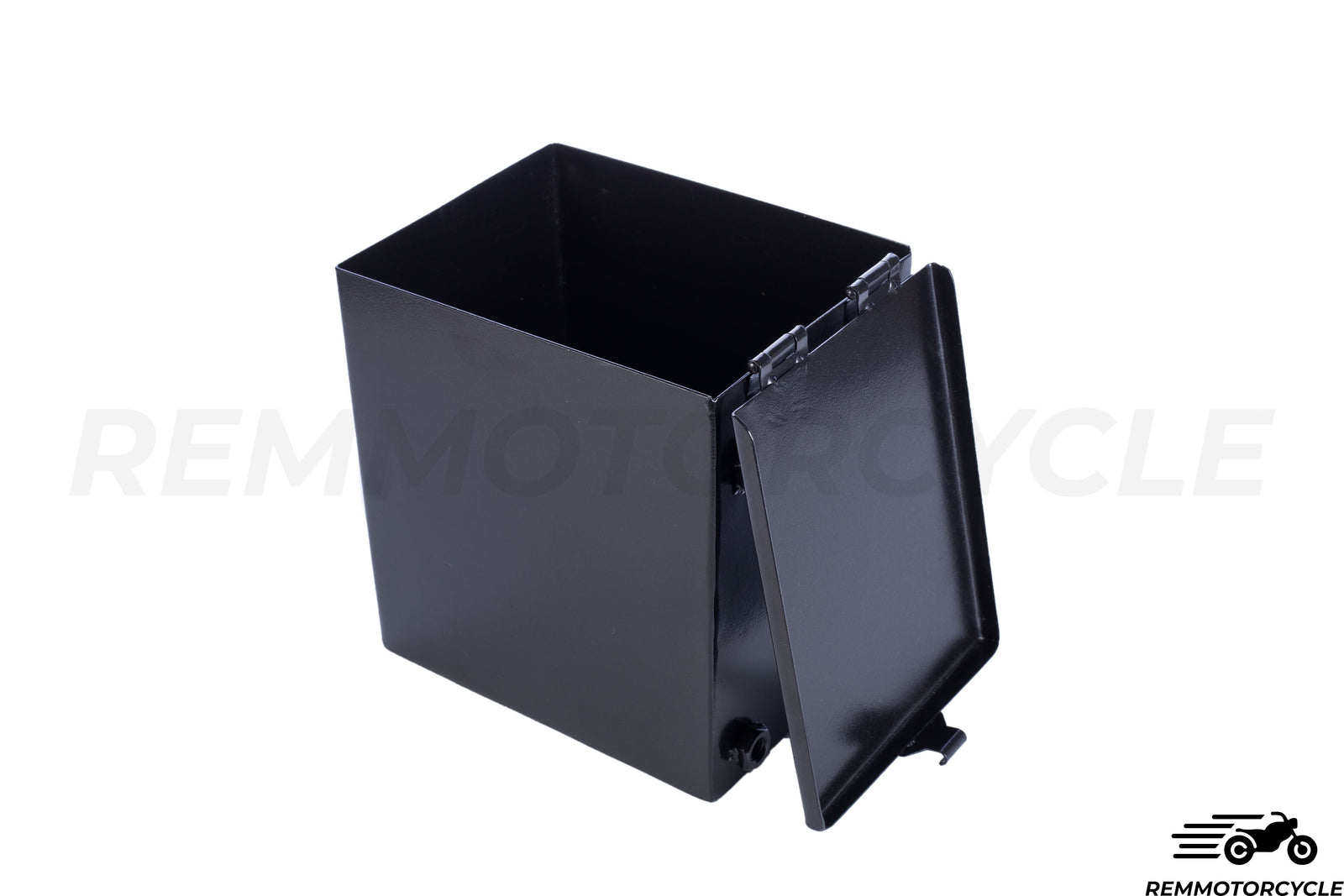Motorcycle battery box black in metal