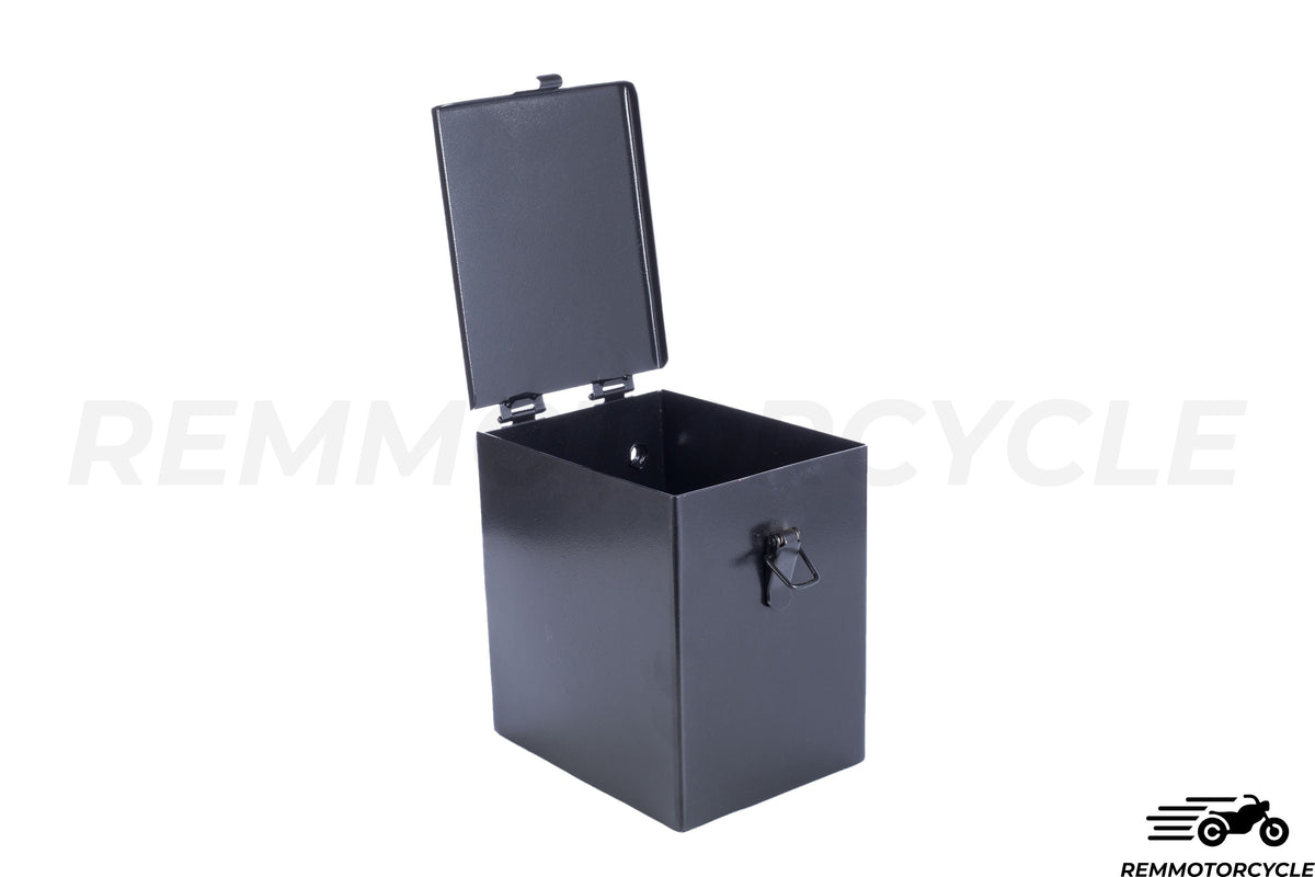 Motorcycle battery box black in metal