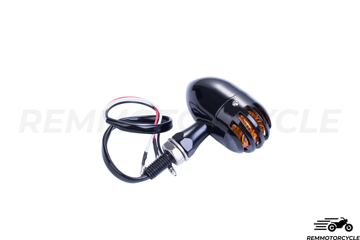 Pair of Metal Turn Signal Lights Black Grid