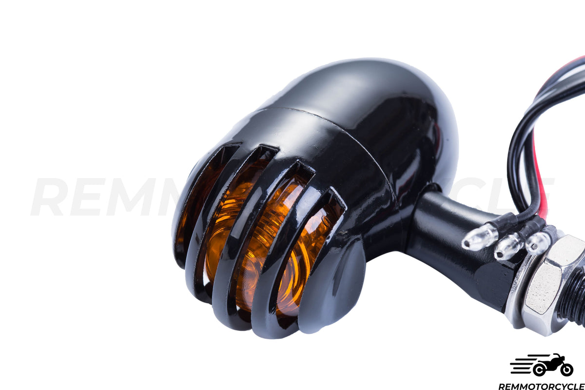 Pair of Metal Turn Signal Lights Black Grid