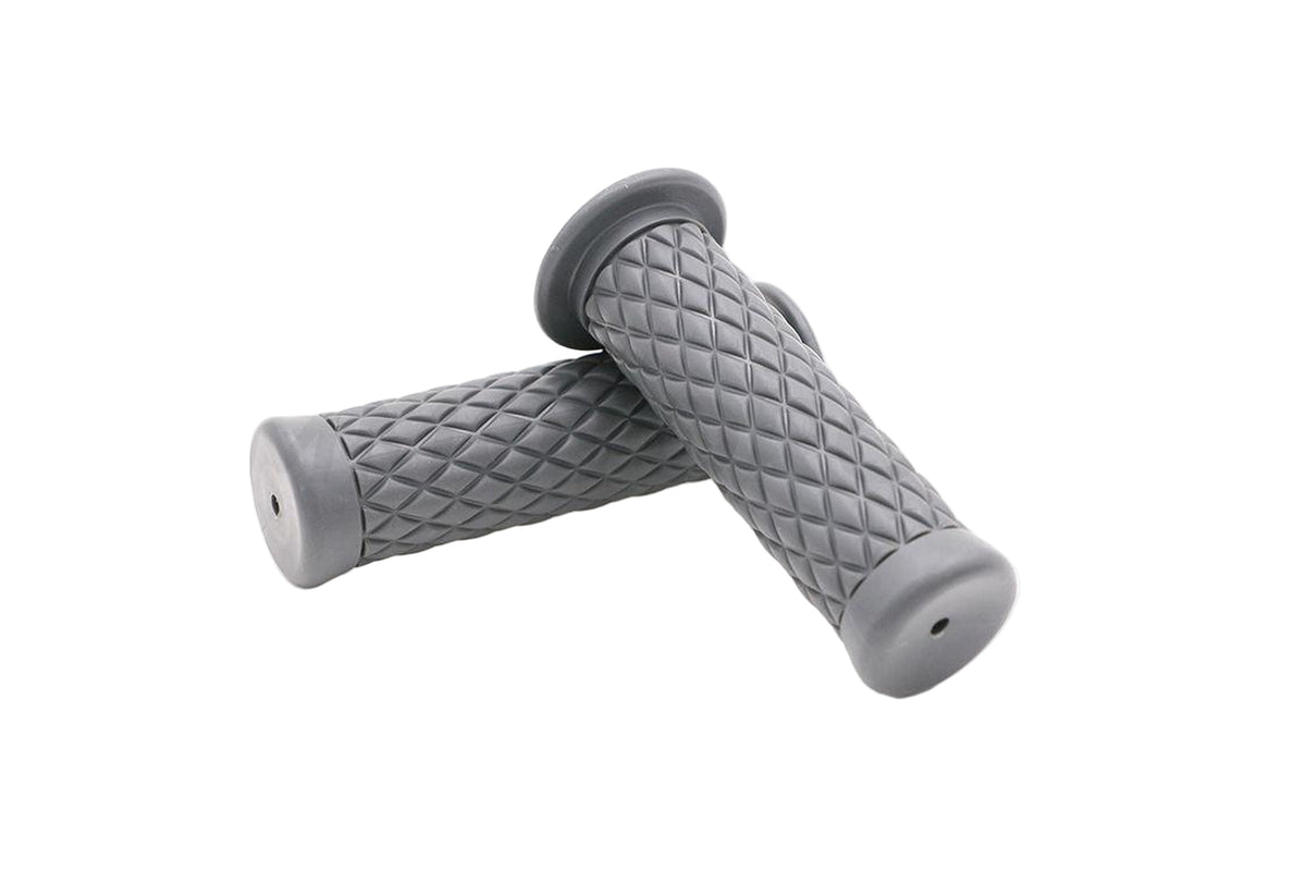 A set of motorcycle handles in various colors, featuring a diamond design, intended for 1-inch handlebars.
