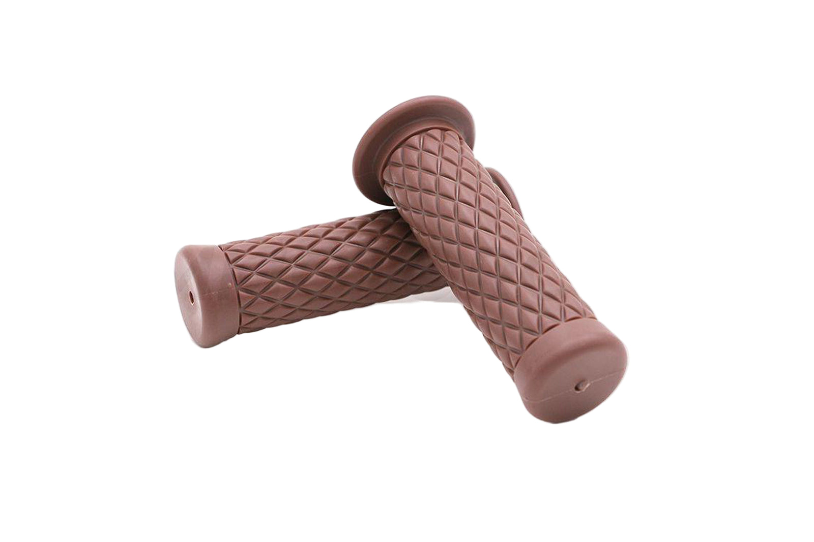 A set of motorcycle handles in various colors, featuring a diamond design, intended for 1-inch handlebars.